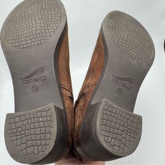 Dansko Cagney Boot Womens Size 39 US 8.5/9 Brown Suede Leather Block Heel Bootie - Picture 7 of 11